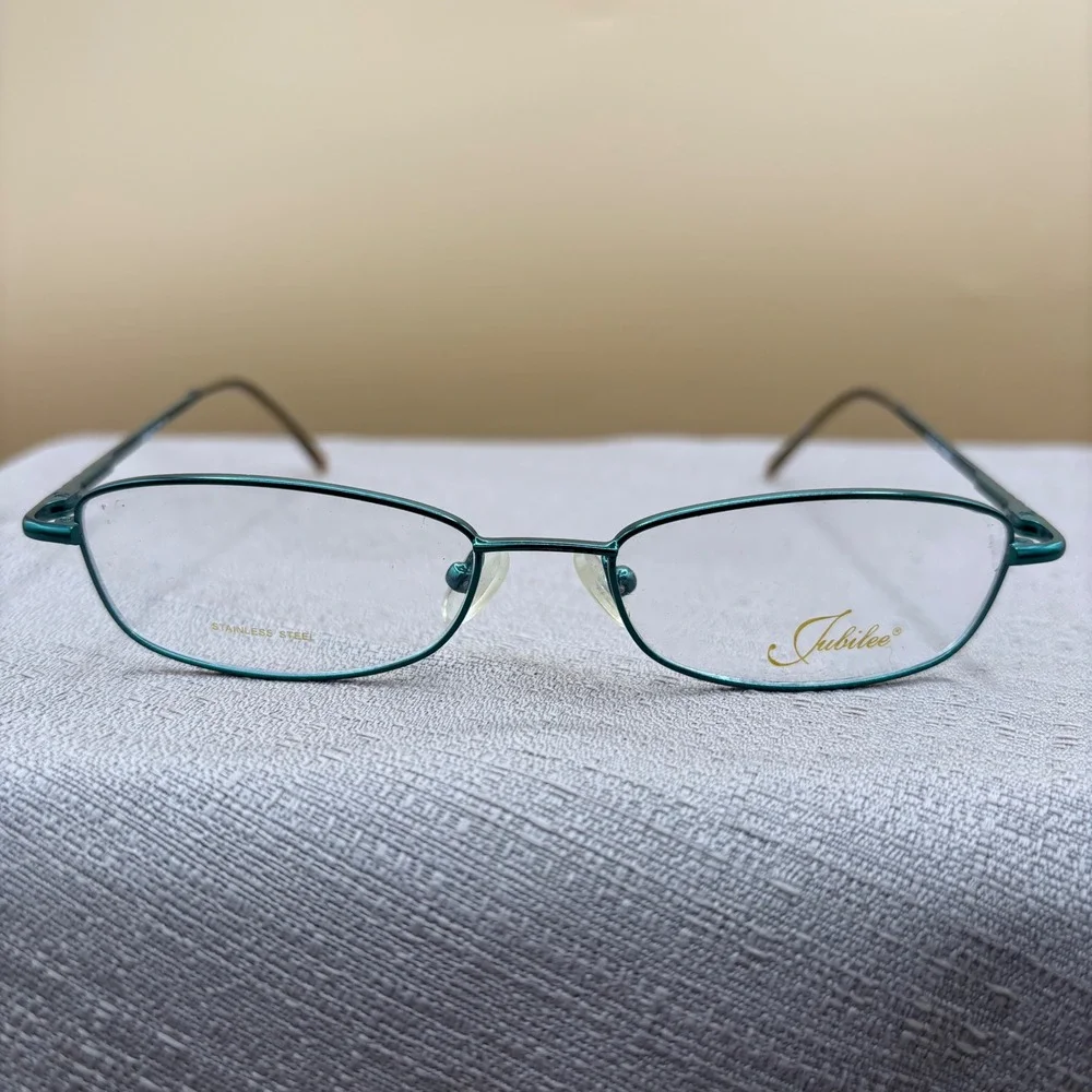 Jubilee Eyeglass Frames Women 51-17-135 Green Metallic Stainless Steel Librarian